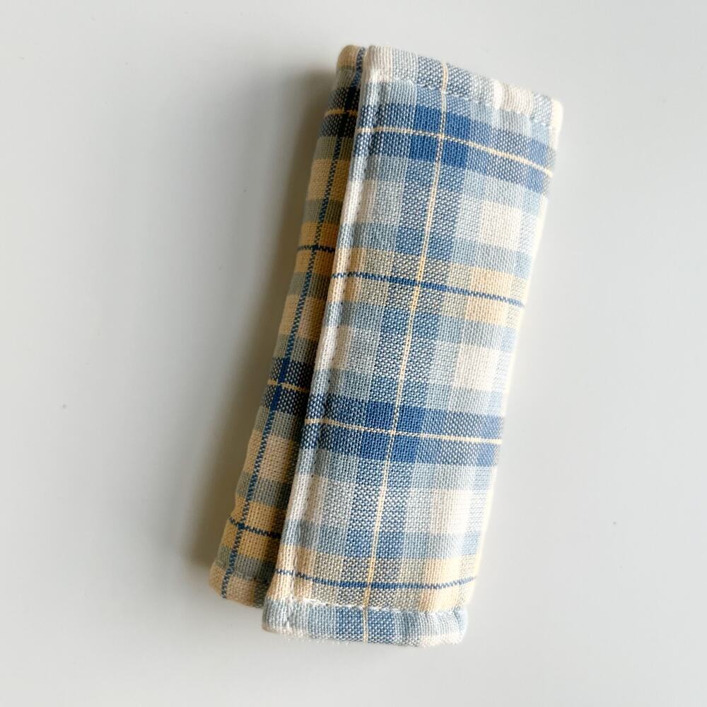 Longaberger Basket Cornflower Plaid Handle‎ Gripper Blue Yellow Plaid